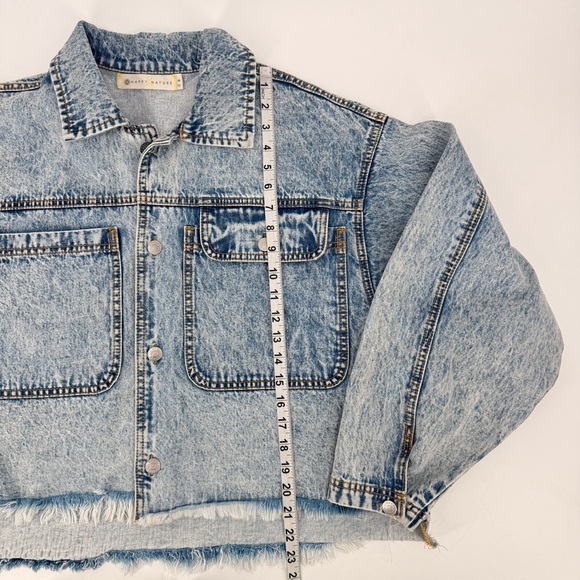 Happy Nature Womens Acid Wash Boxy Cropped Denim Jacket Oversized M 90s Grunge - Picture 11 of 14